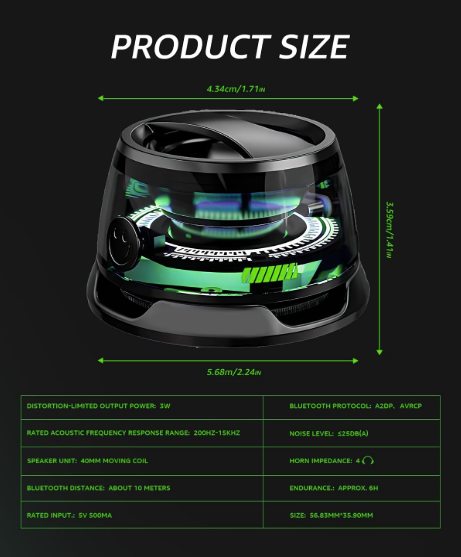 DY200 Mini altavoz magnético Bluetooth con luces LED