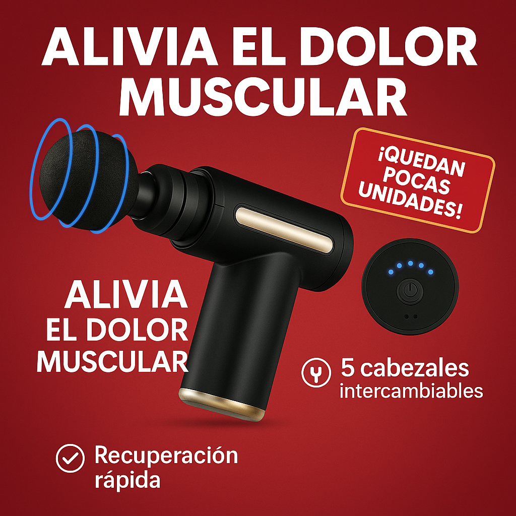 Pistola Masajeadora de 5 Piezas – Alivio Profesional desde Casa