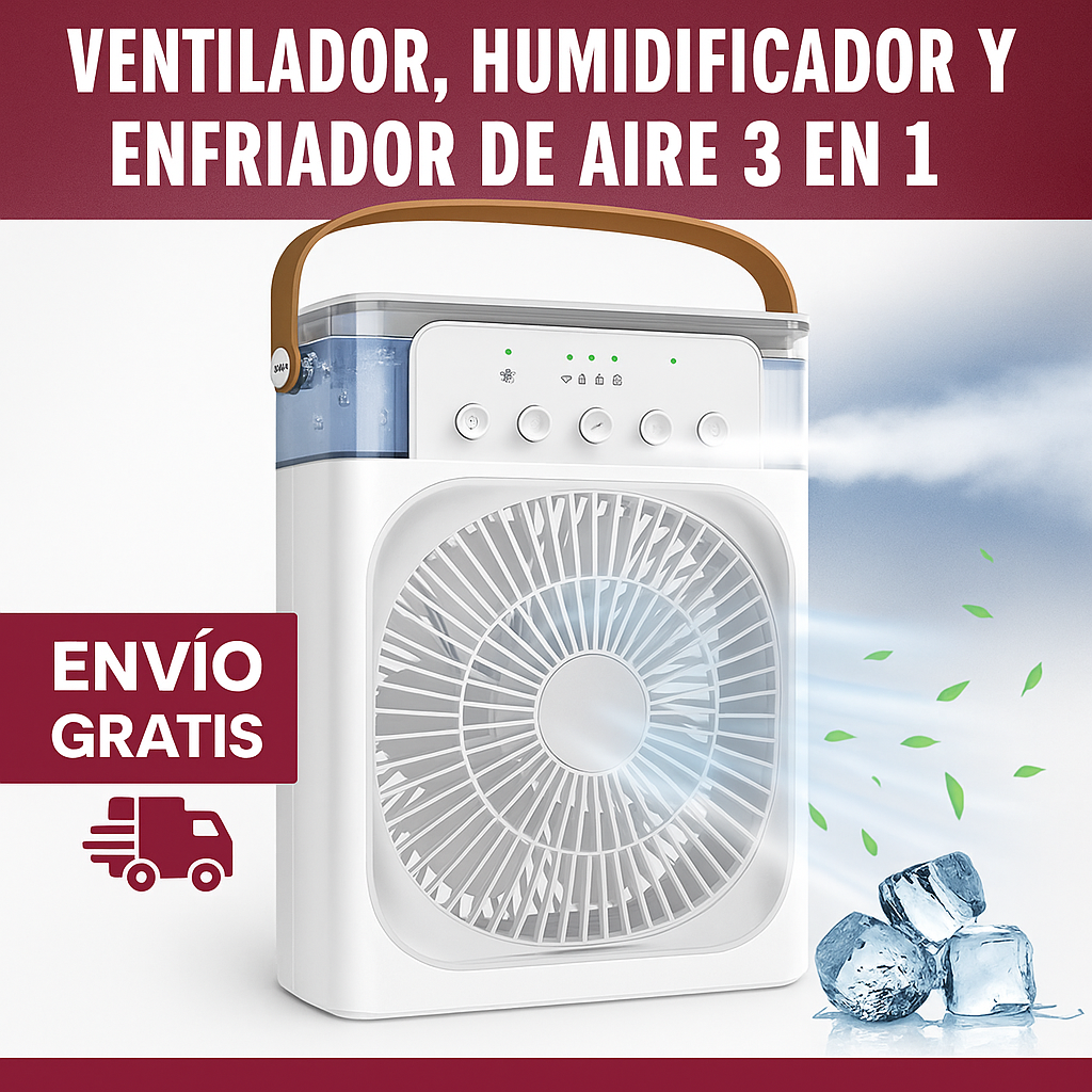 Ventilador y Humidificador de Aire 3 en 1 – Dile Adios al calor y pasa la noche mas agradable