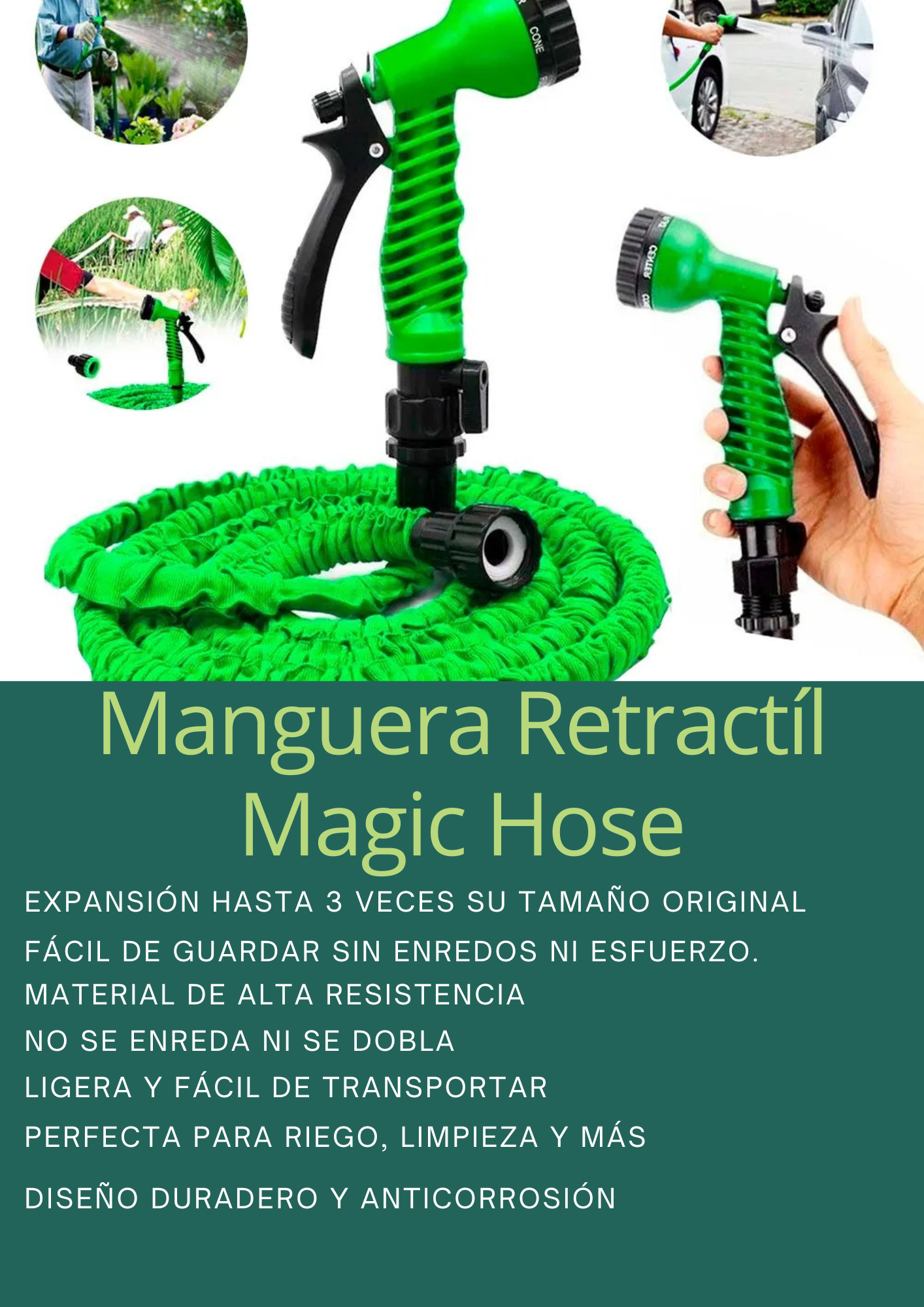 MANGUERA MAGIC HOSE EXPANDIBLE DI ADIOS AL ESTRES Y LAS MAGUERAS ENRREDADAS