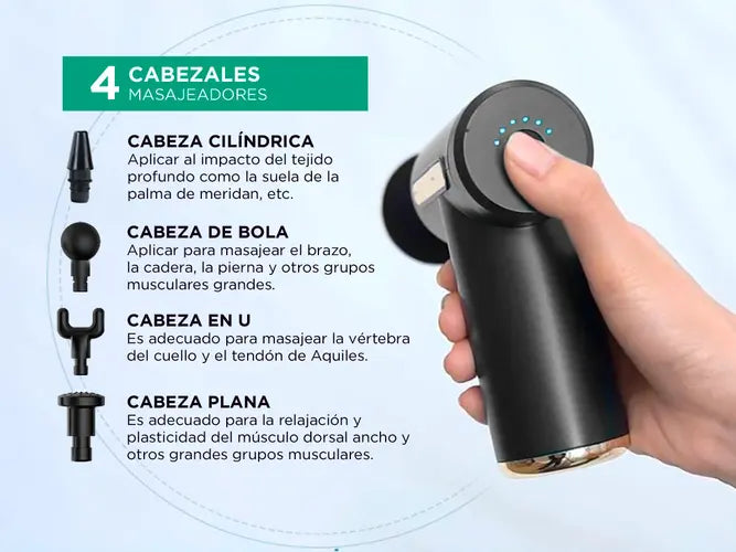 Pistola Masajeadora de 5 Piezas – Alivio Profesional desde Casa